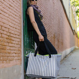 Graue Streifen Maxi Big Bag Journey