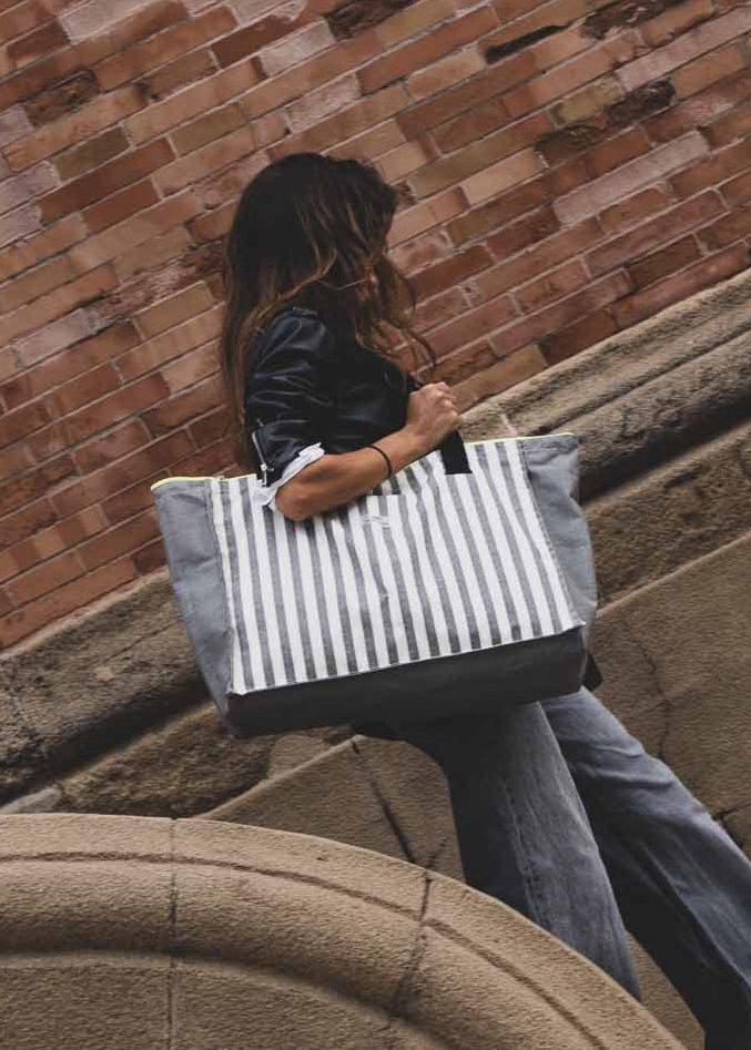 Grey Stripes Maxi Bolso Grande Viaje - My Wander Store