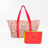Pack Jaipur Bolso de Viaje Grande Maxi + Bolso de Mano Neopreno Coral Flúor