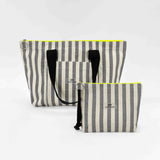 pack grey stripes bolso shopper + neceser