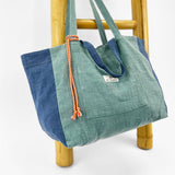 <tc>Pack</tc> Grüne Leinen-Shopper-Tasche und <tc>Kulturtasche</tc>